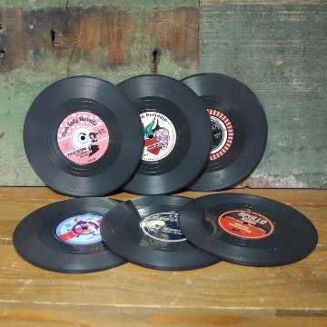 レコード コースター 6枚セット キッチン雑貨 カフェ バー レトロ ディスプレイ アメリカン雑貨の画像