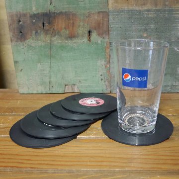 レコード コースター 6枚セット キッチン雑貨 カフェ バー レトロ ディスプレイ アメリカン雑貨の画像