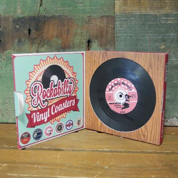 レコード コースター 6枚セット キッチン雑貨 カフェ バー レトロ ディスプレイ アメリカン雑貨の画像