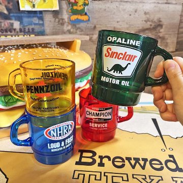 アドバタイジング クリアマグカップ NHRA DRAG RACING ミルキー スタッキング マグ　アメリカン雑貨　の画像