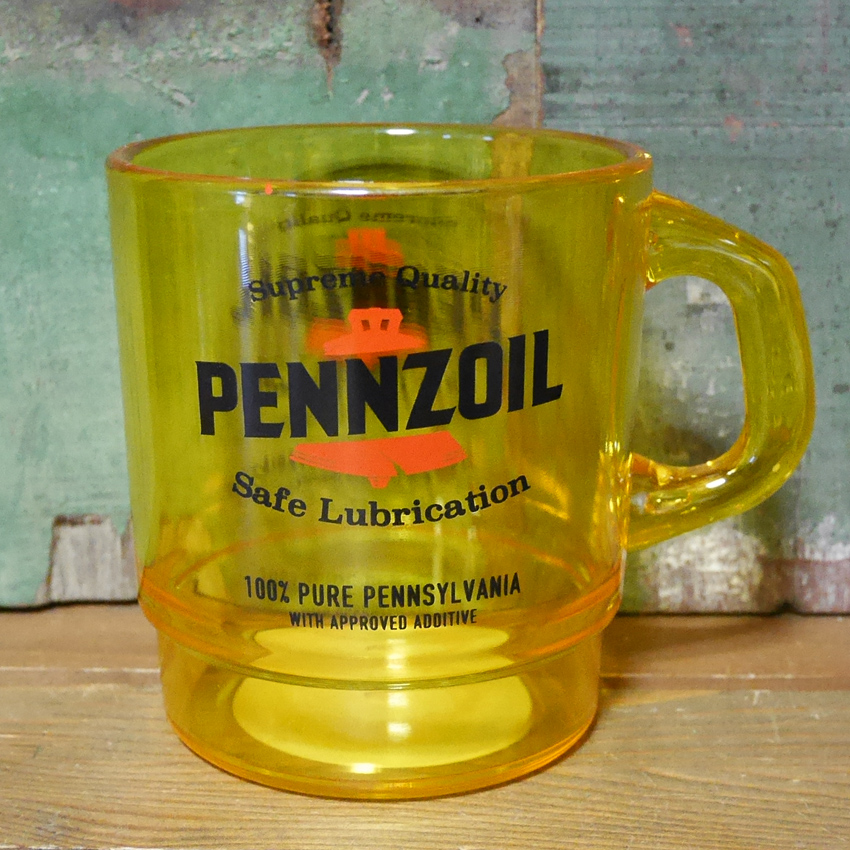 アドバタイジング クリアマグカップ PENNZOIL ペンズオイル ミルキー スタッキング マグ　アメリカン雑貨　の画像