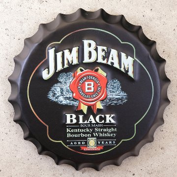ジムビーム エンボスボトルキャップサイン  インテリア 王冠型 ブリキ看板 アメリカン雑貨の画像