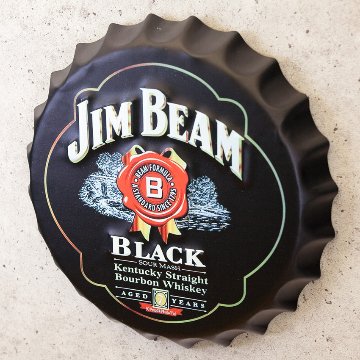 ジムビーム エンボスボトルキャップサイン  インテリア 王冠型 ブリキ看板 アメリカン雑貨の画像