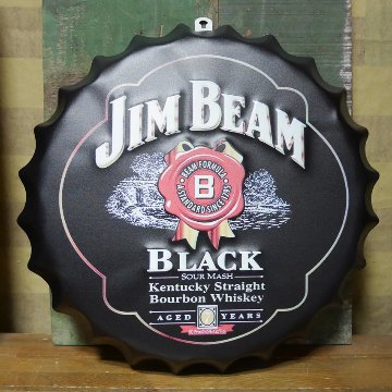 ジムビーム エンボスボトルキャップサイン  インテリア 王冠型 ブリキ看板 アメリカン雑貨の画像
