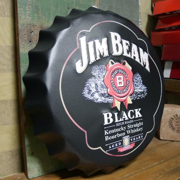 ジムビーム エンボスボトルキャップサイン  インテリア 王冠型 ブリキ看板 アメリカン雑貨の画像