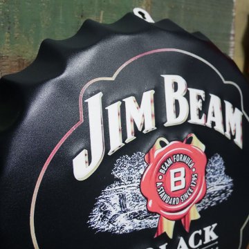 ジムビーム エンボスボトルキャップサイン  インテリア 王冠型 ブリキ看板 アメリカン雑貨の画像