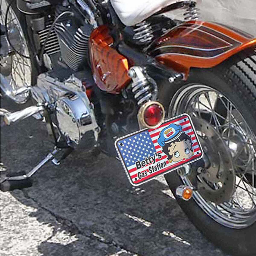 BIKER CM PLATE ベティブープ ミニ CMプレート バイクタグ プレート I LOVE BETTY BOOP ブリキ看板 ライセンスプレート インテリア　アメリカン雑貨の画像