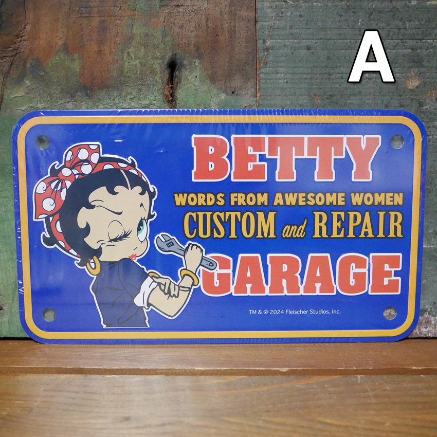 BIKER CM PLATE ベティブープ ミニ CMプレート バイクタグ プレート I LOVE BETTY BOOP ブリキ看板 ライセンスプレート インテリア　アメリカン雑貨の画像