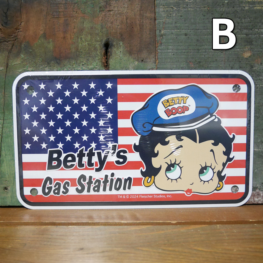 BIKER CM PLATE ベティブープ ミニ CMプレート バイクタグ プレート I LOVE BETTY BOOP ブリキ看板 ライセンスプレート インテリア　アメリカン雑貨の画像