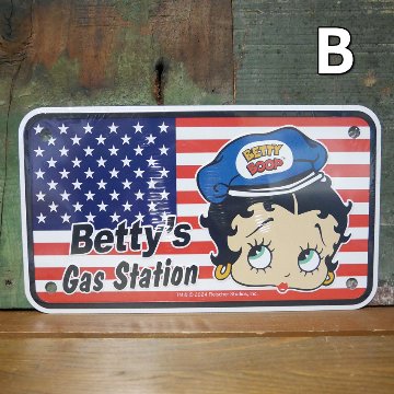 BIKER CM PLATE ベティブープ ミニ CMプレート バイクタグ プレート I LOVE BETTY BOOP ブリキ看板 ライセンスプレート インテリア　アメリカン雑貨の画像