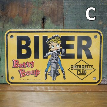 BIKER CM PLATE ベティブープ ミニ CMプレート バイクタグ プレート I LOVE BETTY BOOP ブリキ看板 ライセンスプレート インテリア　アメリカン雑貨の画像