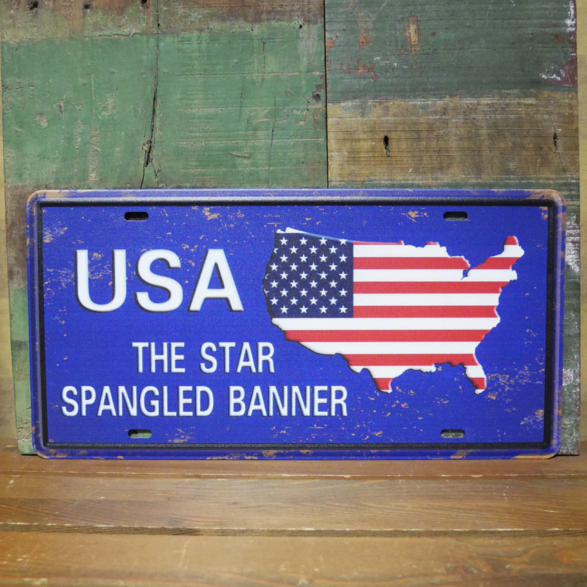 USA国旗 コマーシャルプレート 星条旗 ブリキ看板 CMプレート アメリカン雑貨の画像
