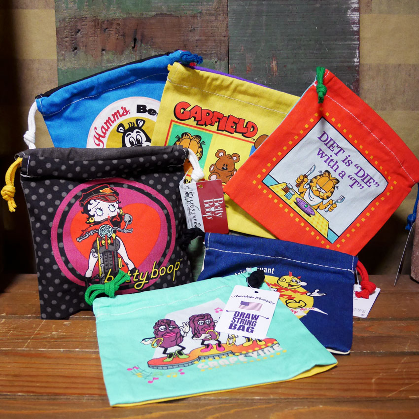 アメリカン 巾着袋 DRAWSTRING BAG 小物収納袋 アメリカン雑貨の画像