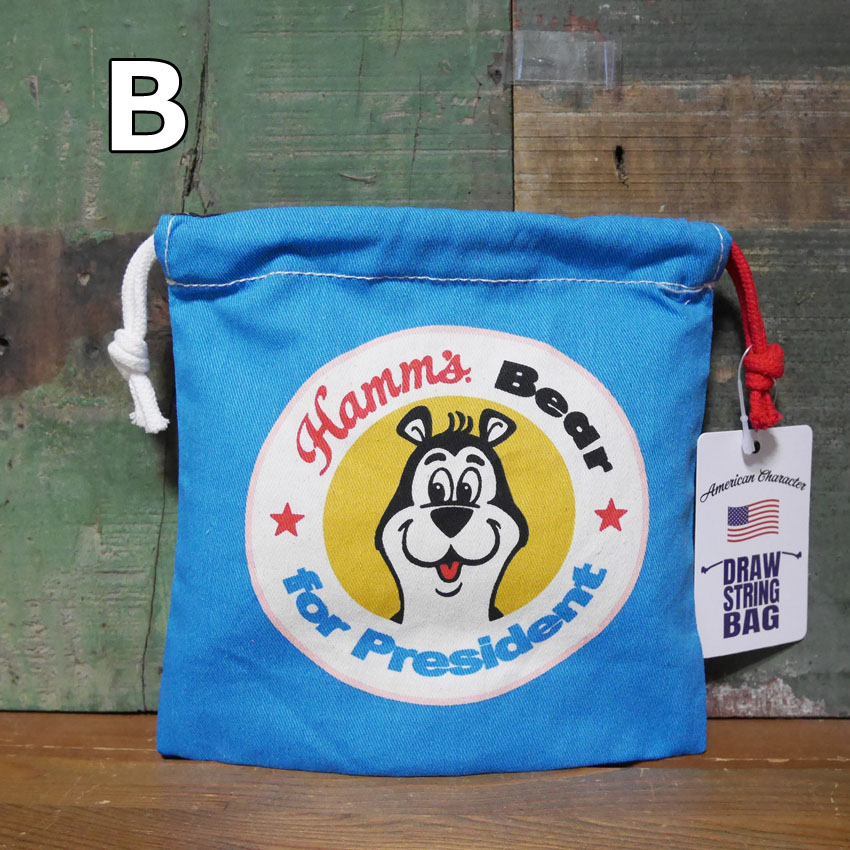 アメリカン 巾着袋 DRAWSTRING BAG 小物収納袋 アメリカン雑貨の画像