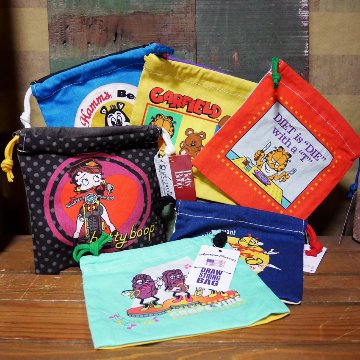 アメリカン 巾着袋 DRAWSTRING BAG 小物収納袋 アメリカン雑貨の画像