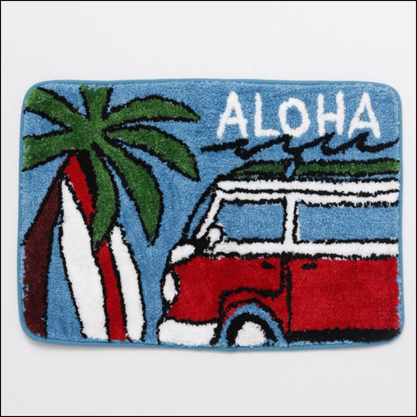 ハワイアン インテリアマット  ALOHA アラバスMAT バスマット パームツリー フロアマット サーフバス ブルー　アメリカン雑貨の画像
