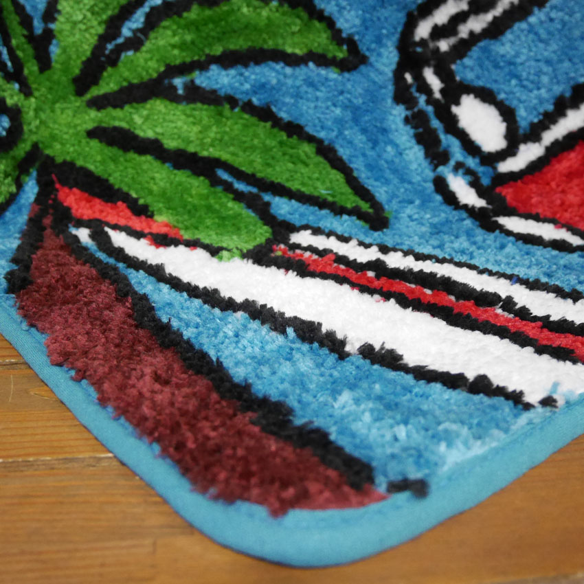 ハワイアン インテリアマット  ALOHA アラバスMAT バスマット パームツリー フロアマット サーフバス ブルー　アメリカン雑貨の画像