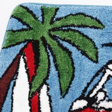 ハワイアン インテリアマット  ALOHA アラバスMAT バスマット パームツリー フロアマット サーフバス ブルー　アメリカン雑貨の画像
