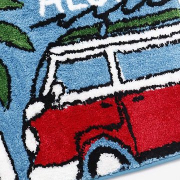 ハワイアン インテリアマット  ALOHA アラバスMAT バスマット パームツリー フロアマット サーフバス ブルー　アメリカン雑貨の画像