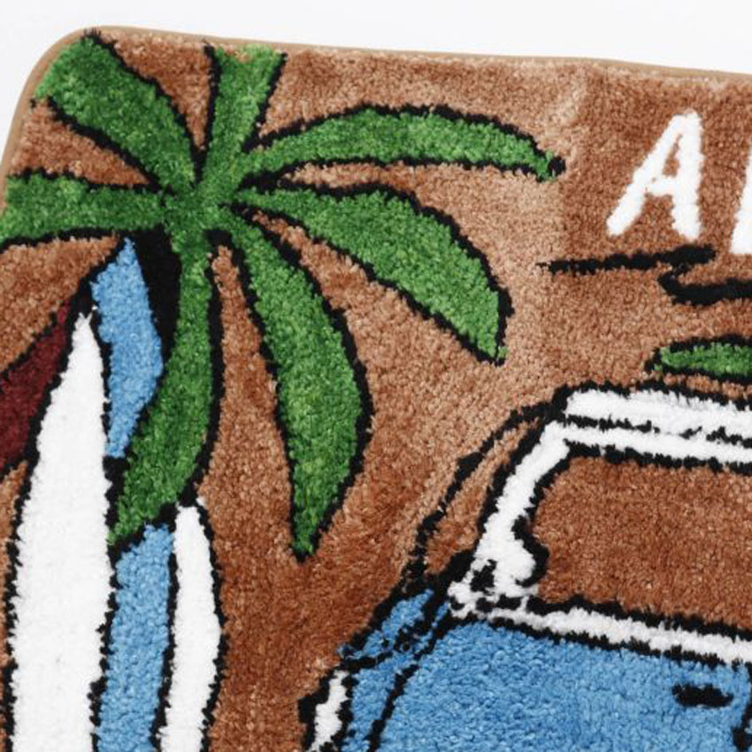 ハワイアン インテリアマット  ALOHA アラバスMAT バスマット パームツリー フロアマット サーフバス ブラウン　アメリカン雑貨の画像