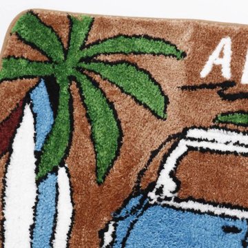 ハワイアン インテリアマット  ALOHA アラバスMAT バスマット パームツリー フロアマット サーフバス ブラウン　アメリカン雑貨の画像
