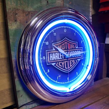 ハーレーダビッドソン ネオンクロック バー＆シールド  壁掛け時計 アメリカ雑貨の画像