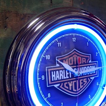 ハーレーダビッドソン ネオンクロック バー＆シールド  壁掛け時計 アメリカ雑貨の画像