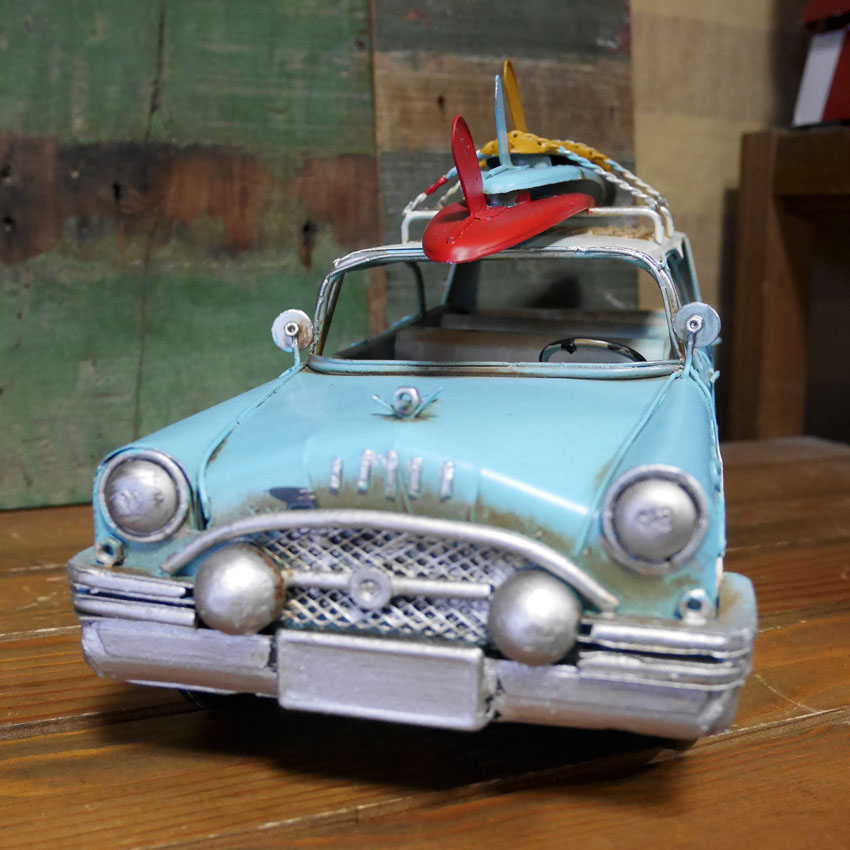 ヴィンテージカー SURF ワゴン 自動車 インテリア VINTAGE CAR ブリキのおもちゃ アメリカン雑貨の画像