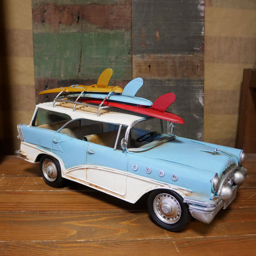ヴィンテージカー SURF ワゴン 自動車 インテリア VINTAGE CAR ブリキのおもちゃ アメリカン雑貨の画像