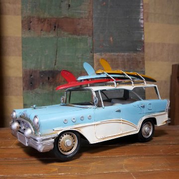 ヴィンテージカー SURF ワゴン 自動車 インテリア VINTAGE CAR ブリキのおもちゃ アメリカン雑貨の画像