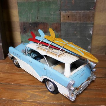 ヴィンテージカー SURF ワゴン 自動車 インテリア VINTAGE CAR ブリキのおもちゃ アメリカン雑貨の画像