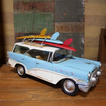 ヴィンテージカー SURF ワゴン 自動車 インテリア VINTAGE CAR ブリキのおもちゃ アメリカン雑貨の画像