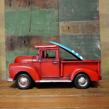ピックアップサーフトラック【レッド】 ブリキ製自動車 ブリキのおもちゃ アメリカン雑貨の画像
