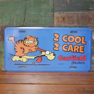 ガーフィールド コマーシャルプレート GARFIELD アルミプレート CMプレート ブルー アメリカン雑貨 GF-00014-2　の画像