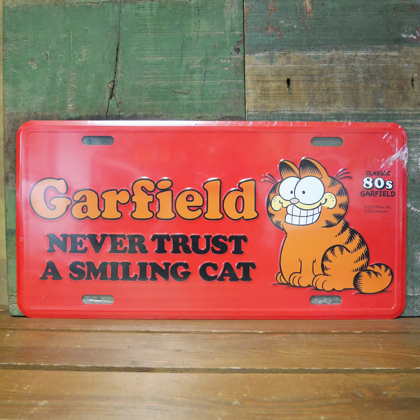 ガーフィールド コマーシャルプレート GARFIELD アルミプレート CMプレート レッド アメリカン雑貨 GF-00014-5　の画像