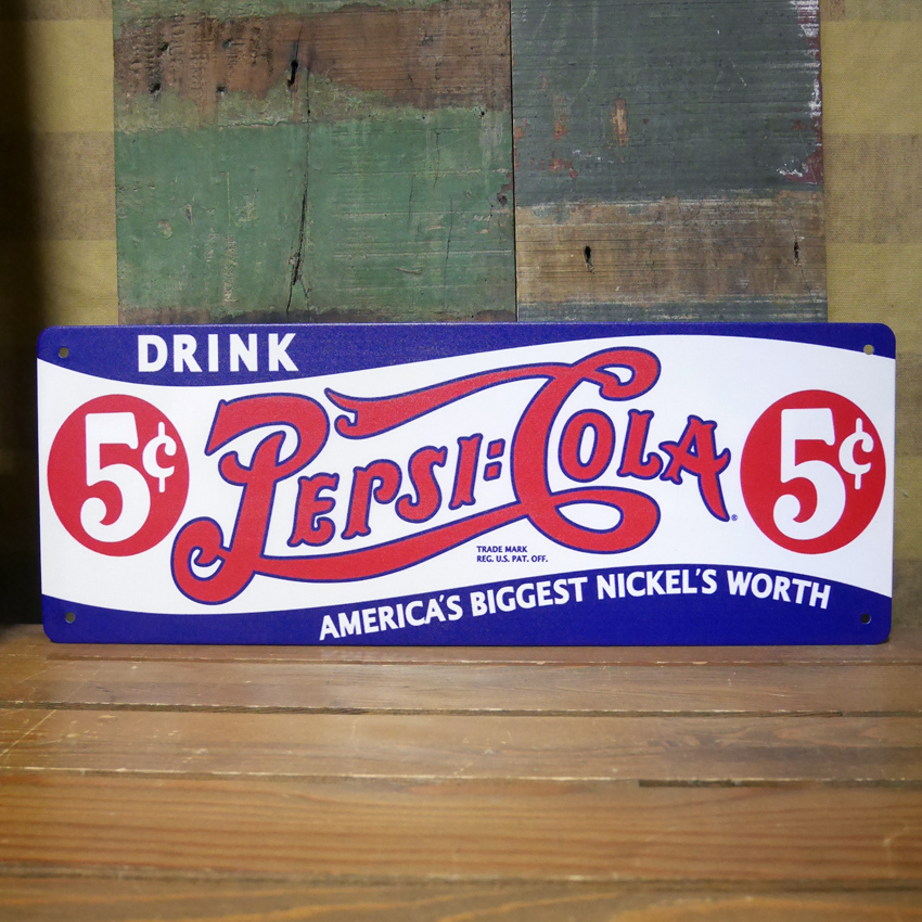 アメリカンサインボード PEPSI COLA 横長 ブリキ看板 ペプシコーラ アメリカン雑貨の画像