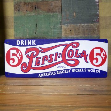 アメリカンサインボード PEPSI COLA 横長 ブリキ看板 ペプシコーラ アメリカン雑貨の画像