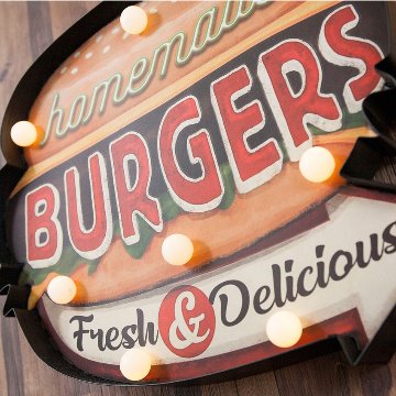 アメリカンクラシック LED Sign BURGERS ハンバーガー ネオンサイン ウォールインテリア アメリカン雑貨の画像