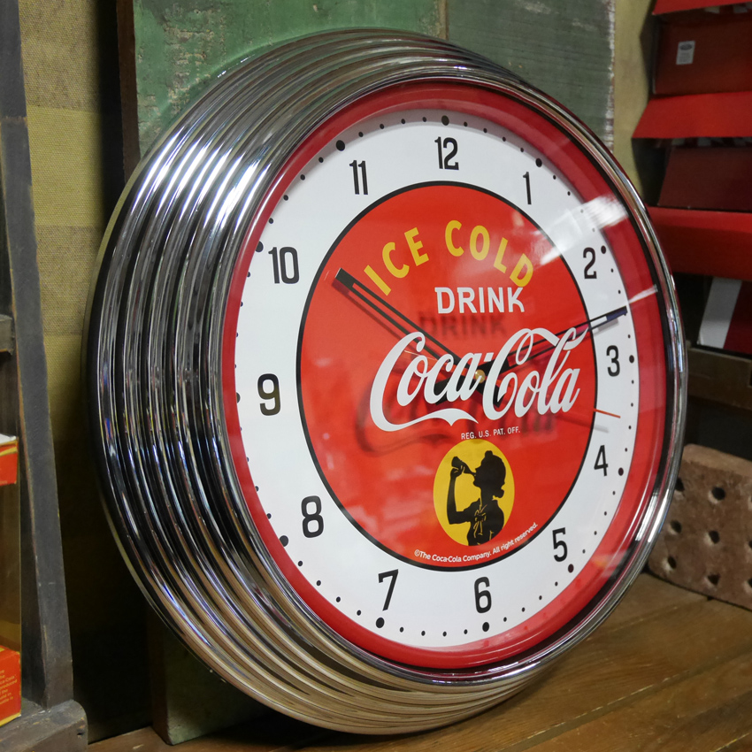 コカコーラ ネオンクロック インテリア 　coca-cola COKE RED ダイナー 掛け時計 アメリカン雑貨の画像