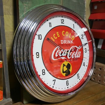 コカコーラ ネオンクロック インテリア 　coca-cola COKE RED ダイナー 掛け時計 アメリカン雑貨の画像