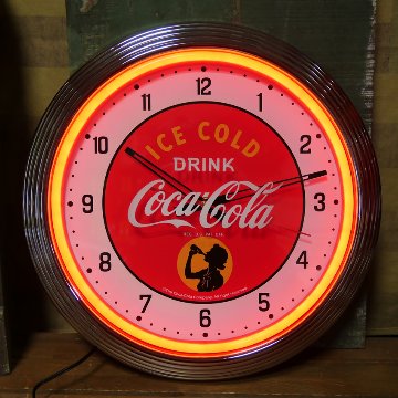 コカコーラ ネオンクロック インテリア 　coca-cola COKE RED ダイナー 掛け時計 アメリカン雑貨の画像