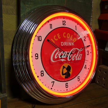 コカコーラ ネオンクロック インテリア 　coca-cola COKE RED ダイナー 掛け時計 アメリカン雑貨の画像
