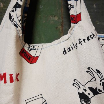 アンドパッカブル MBO マルシェバッグ ANDPACKABLE MILKパターンNT レジバッグ エコバッグ　アメリカン雑貨の画像