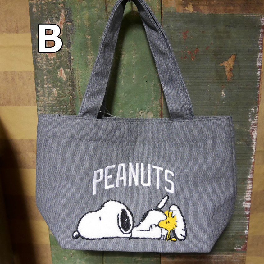 スヌーピー さがら刺繍 帆布 SNOOPY ミニトートバッグ ランチトートバッグ　アメリカン雑貨の画像