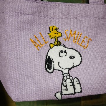 スヌーピー さがら刺繍 帆布 SNOOPY ミニトートバッグ ランチトートバッグ　アメリカン雑貨の画像
