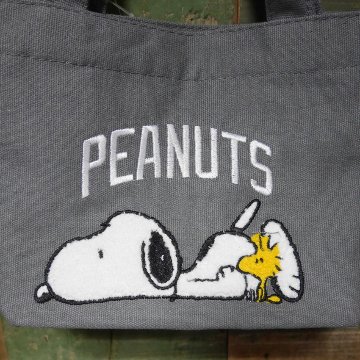 スヌーピー さがら刺繍 帆布 SNOOPY ミニトートバッグ ランチトートバッグ　アメリカン雑貨の画像