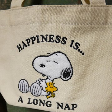 スヌーピー さがら刺繍 帆布 SNOOPY ミニトートバッグ ランチトートバッグ　アメリカン雑貨の画像