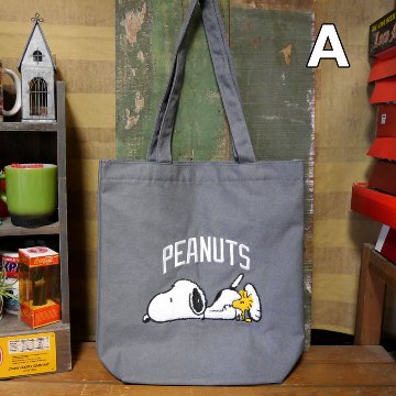 スヌーピー さがら刺繍 帆布 SNOOPY トートバッグ レッスンバッグ　アメリカン雑貨の画像
