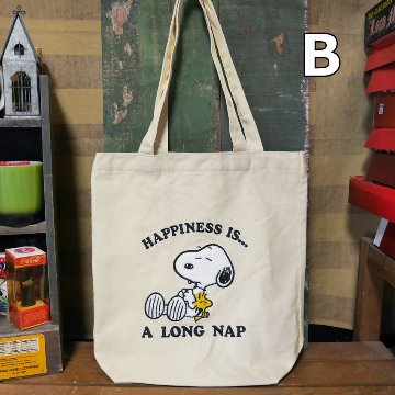 スヌーピー さがら刺繍 帆布 SNOOPY トートバッグ レッスンバッグ　アメリカン雑貨の画像