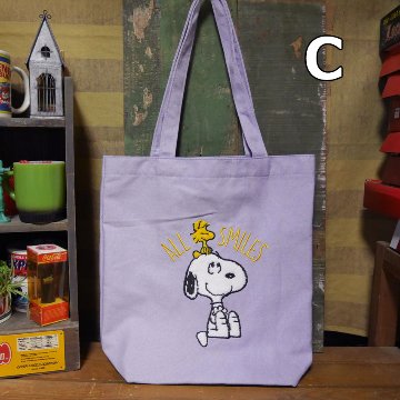 スヌーピー さがら刺繍 帆布 SNOOPY トートバッグ レッスンバッグ　アメリカン雑貨の画像
